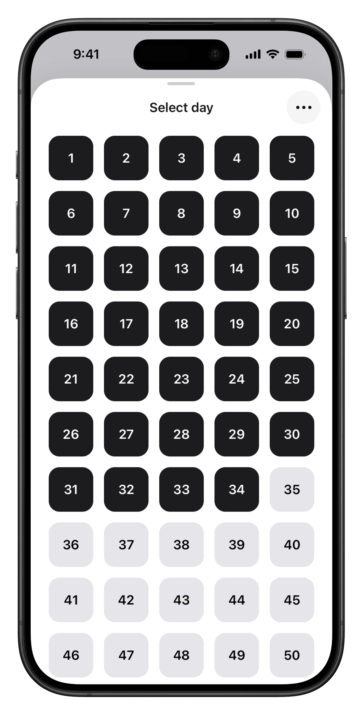 Day grid progress screen