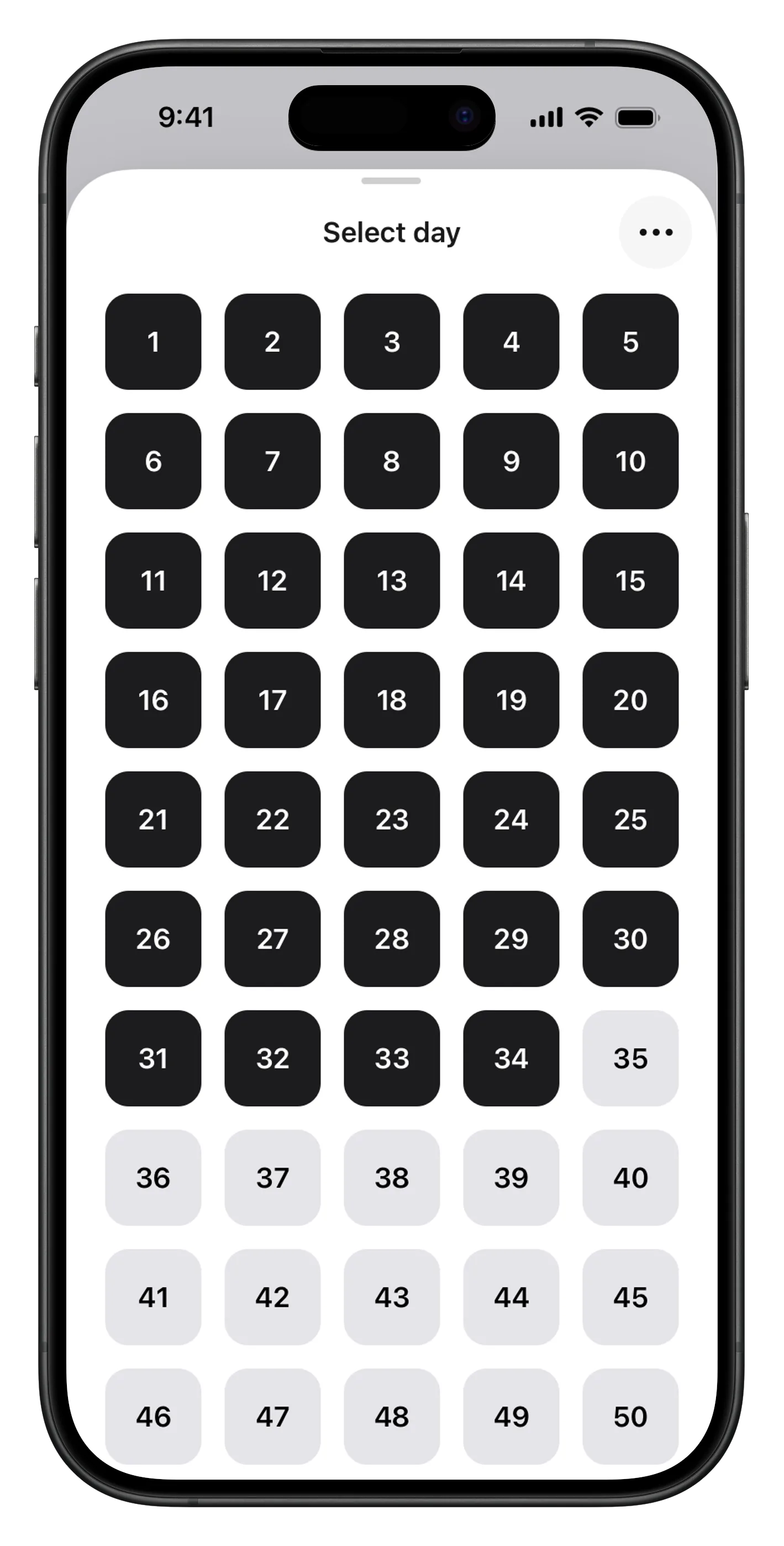 Day grid progress screen